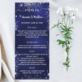 Menu bleu marine blanc parties scintillant mariage