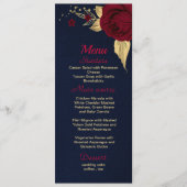 Menu bleu marine bordeaux or floral (Devant)