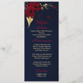 Menu bleu marine bordeaux or floral (Devant)