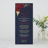 Menu bleu marine bordeaux or floral (Debout devant)