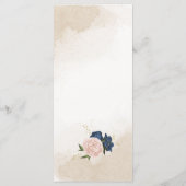 Menu bleu marine fleurs vert feuille mariage (Dos)