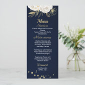 Menu bleu marine floral or blanc (Debout devant)