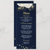 Menu bleu marine floral or blanc (Devant / Derrière)