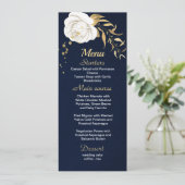 menu bleu marine floral or blanc (Debout devant)