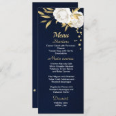 menu bleu marine floral or blanc (Devant / Derrière)