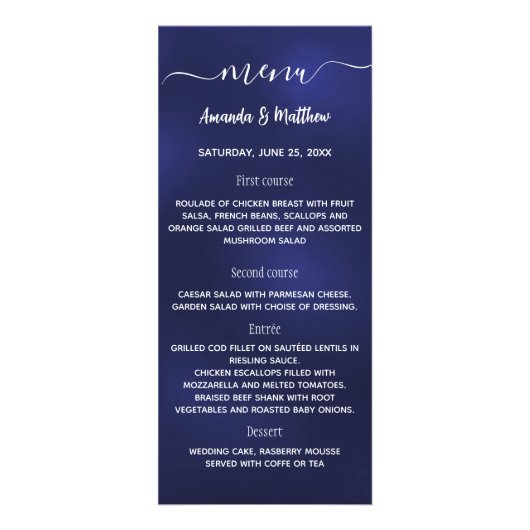 Menu bleu marine mariage blanc (Devant)