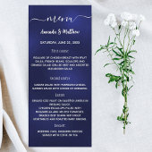 Menu bleu marine mariage blanc