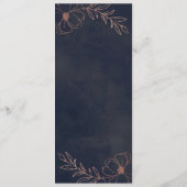 Menu Bleu Marine & Rose Gold Foil Dîner à la frontière  (Dos)