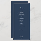 Menu Bleu nautique simple et élégant avec bordure (Devant / Derrière)