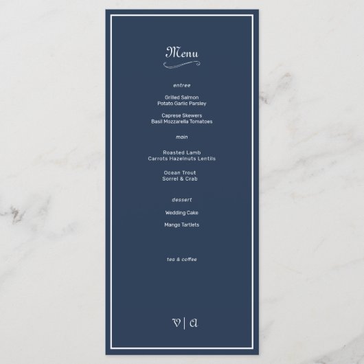 Menu Bleu nautique simple et élégant avec bordure (Devant)