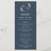 Menu Bleu Nuit Blanc Élégant Classique Mariage (Devant)