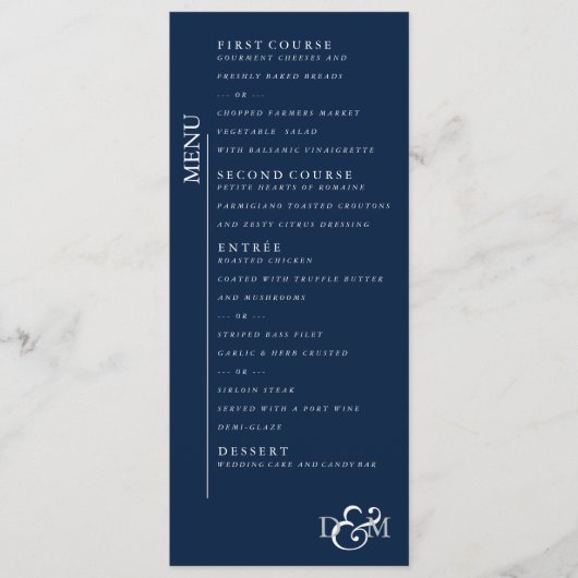 Menu Bleu nuit polaire (Devant)