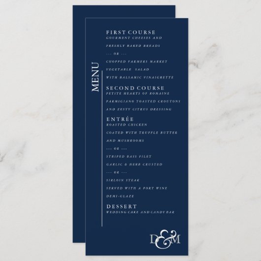 Menu Bleu nuit polaire (Devant / Derrière)