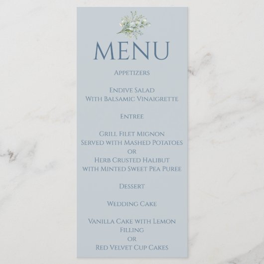 Menu Bleu Poussiéreux (Devant)