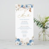 Menu Bleu Poussiéreux Bleu Bohème Floral (Debout devant)