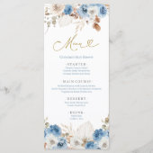 Menu Bleu Poussiéreux Bleu Bohème Floral (Devant)