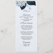 Menu bleu poussiéreux fleurs marine feuille mariage (Devant)