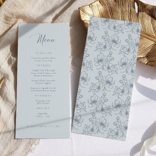 Menu Bleu Poussiéreux Vintage
