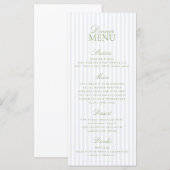 Menu Bleu Rayure Citron Vert Élégant Écriture Mariage (Devant / Derrière)