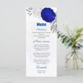 Menu bleu royal et fleurs blanches argent mariage botan (Debout devant)