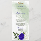 Menu bleu royal fleurs blanches mariage (Devant)