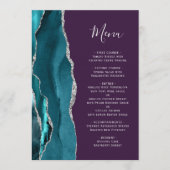 Menu Bleu sarcelle Argent Agate Violet Mariage (Devant)
