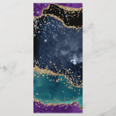 Menu Bleu Violet Sarcelle Or Paillettes Agate Mariage (Dos)