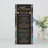 Menu Bleu Violet Sarcelle Or Paillettes Agate Mariage (Debout devant)