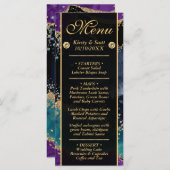 Menu Bleu violet Turquoise Parties scintillant or Maria (Devant / Derrière)