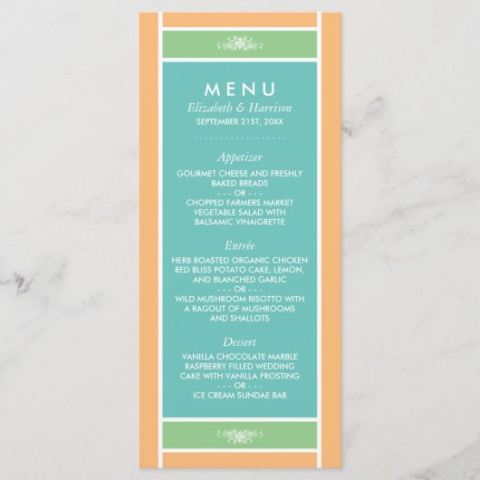 Menu Bloc pastel moderne - Couleurs tropicales - Mariag (Devant)