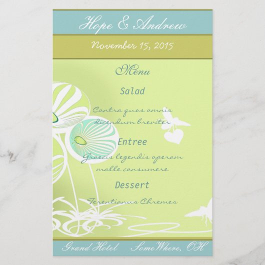 Menu Bloemen en bijen (Voorkant)