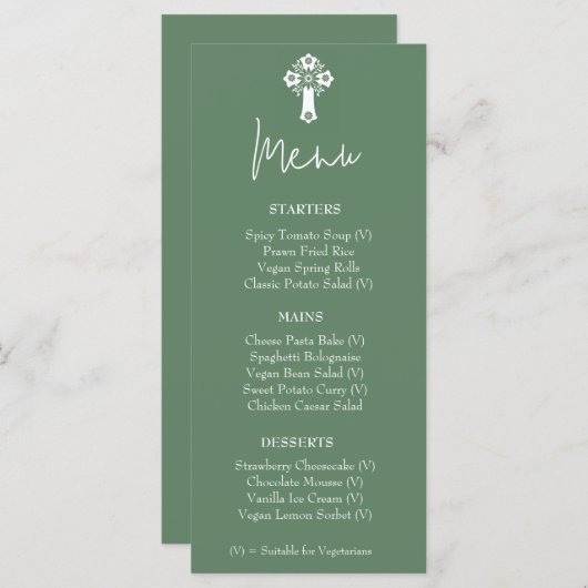 Menu Bloemen Kruis Christeing varen Groen (Voorkant / Achterkant)