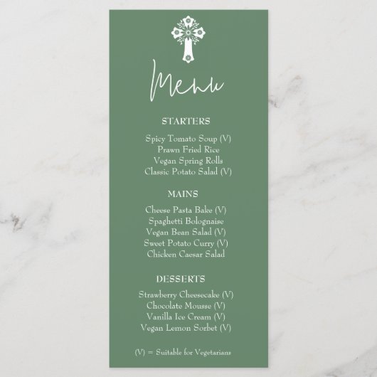 Menu Bloemen Kruis Christeing varen Groen (Voorkant)