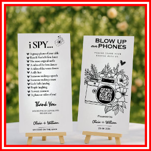Menu Blow Up Leurs Téléphones I Spy Minimaliste Mariage