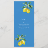 Menu Blue Amalfi Coast Lemon Italie Mariage (Dos)