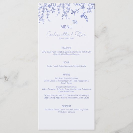 Menu Blue Chinoiserie Wedding (Voorkant)