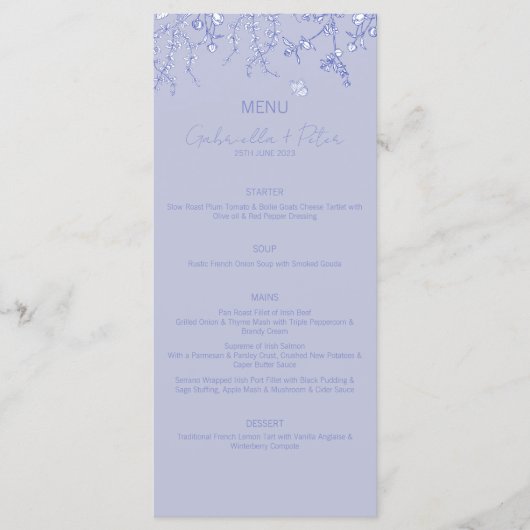 Menu Blue Chinoiserie Wedding (Voorkant)