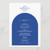 Menu Blue Clam Seashells Coastal Seaside Beach Wedding (Devant)