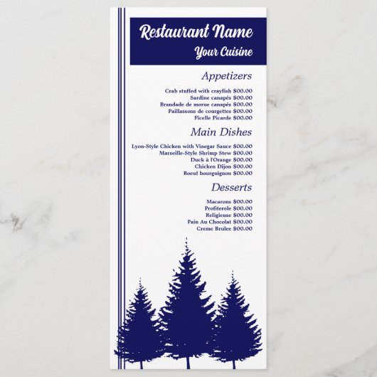 Menu Blue Forest, Restaurant Minceur (Devant)