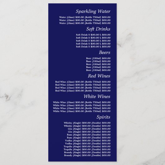 Menu Blue Forest, Restaurant Minceur (Dos)