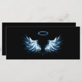 Menu Blue Glowing Angel Wings on black background (Devant / Derrière)