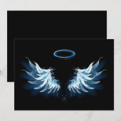 Menu Blue Glowing Angel Wings on black background (Devant / Derrière)