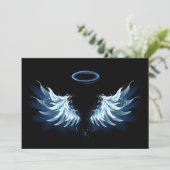 Menu Blue Glowing Angel Wings on black background (Debout devant)