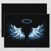 Menu Blue Glowing Angel Wings on black background (Devant / Derrière)