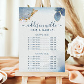 Menu Blue Gold Aquarelle Botanique Prix de service