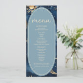 Menu Blue Gold Celestial Elegant Starry Sky Wedding (Debout devant)