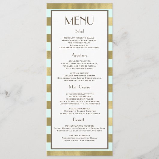 Menu Blue Gold Foil Stripes (Voorkant)