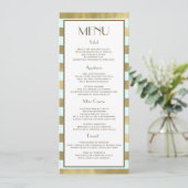 Menu Blue Gold Foil Stripes (Staand voorkant)
