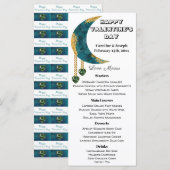 Menu Blue Gold Moon Green Heart Jewels Saint-Valentin (Devant / Derrière)