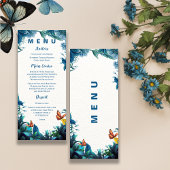 Menu Blue Green Foliage Butterfly Reception Dinner